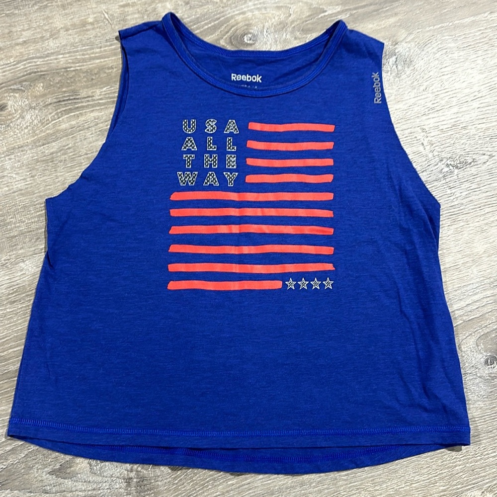 Reebok Women’s USA All The Way Tank Size L Blue & Red